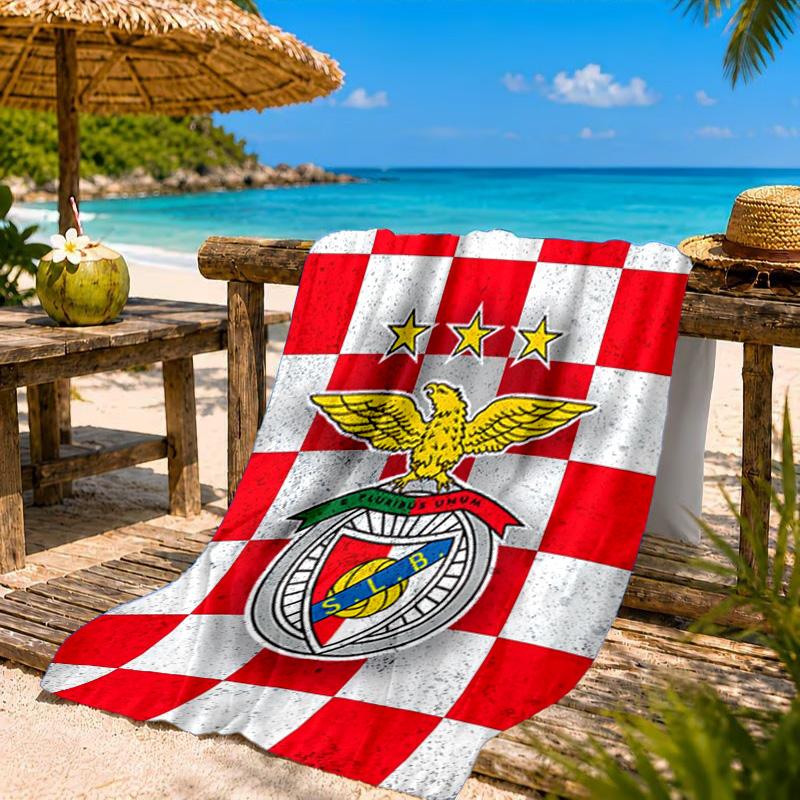 Ben Football Crest Printed Microfiber Beach Towel, Soft And Absorbent, Quick-Dry, Ideal for Summer Travel, Beach Essential, Swimming Pool