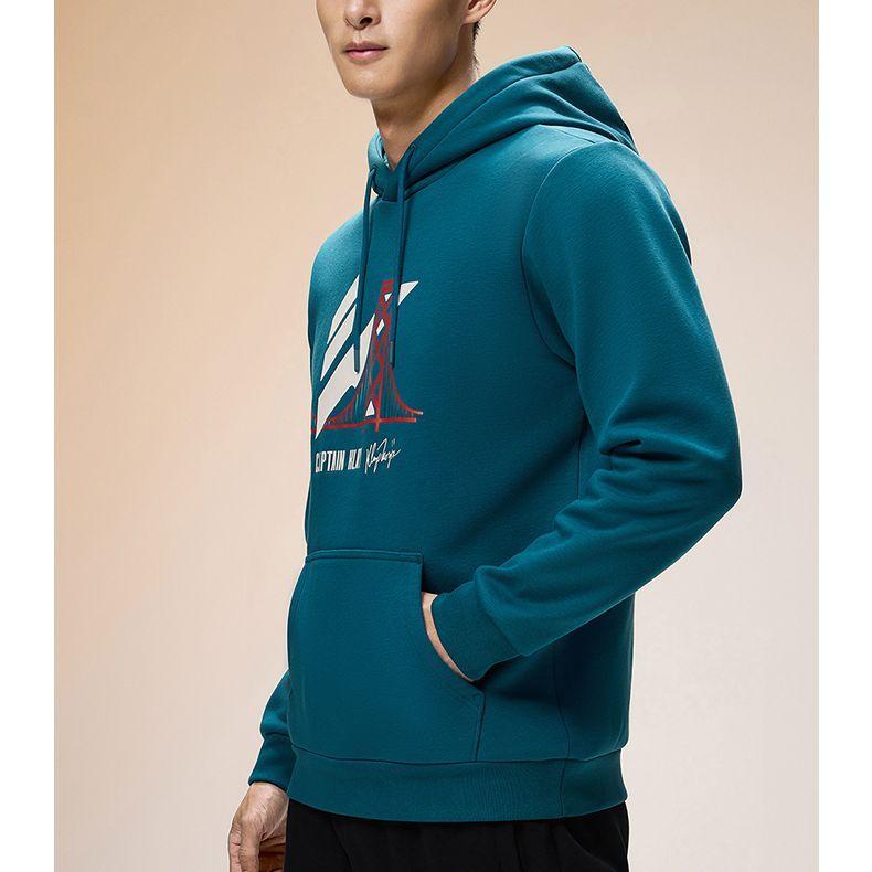 Anta Толстовка с капюшоном из флиса с принтом букв, мужская, матросская, синяя 152341738N-2