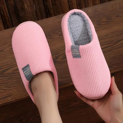 Зимние Новые Хлопковые Тапочки Пара Однотонные Домашние Комнатные Тапочки с Плюшем Удобные Плюшевые Тапочки