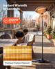 VEVOR Infrared Heater 2000W Electric Space Heater Pull-Chain Control Black, 3 Heat Settings, Premium Cold-Rolled Steel, Adjustable Height