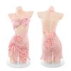 Sexy lingerie sexy pure desire perspective backless sleeve tube top print nightdress set split fork temptation