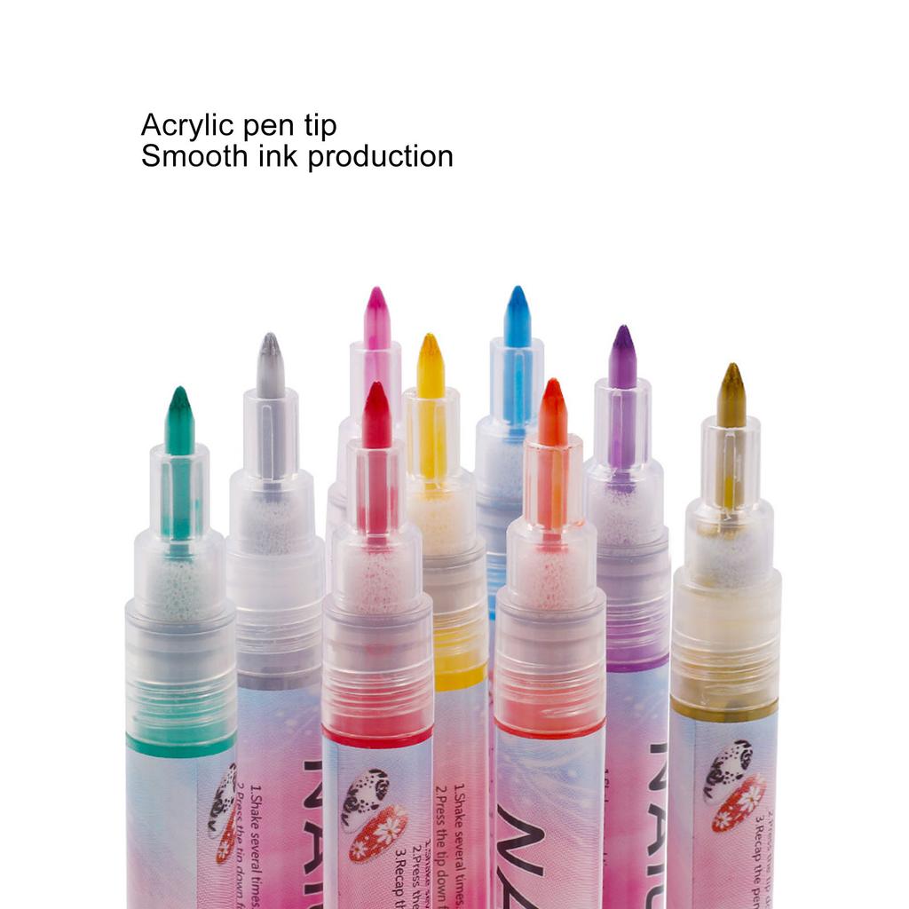 Набор ручек для нейл-арта 12 цветов Быстросохнущие Портативные Стойкие Ручки для рисования и росписи ногтей для деталей и линий