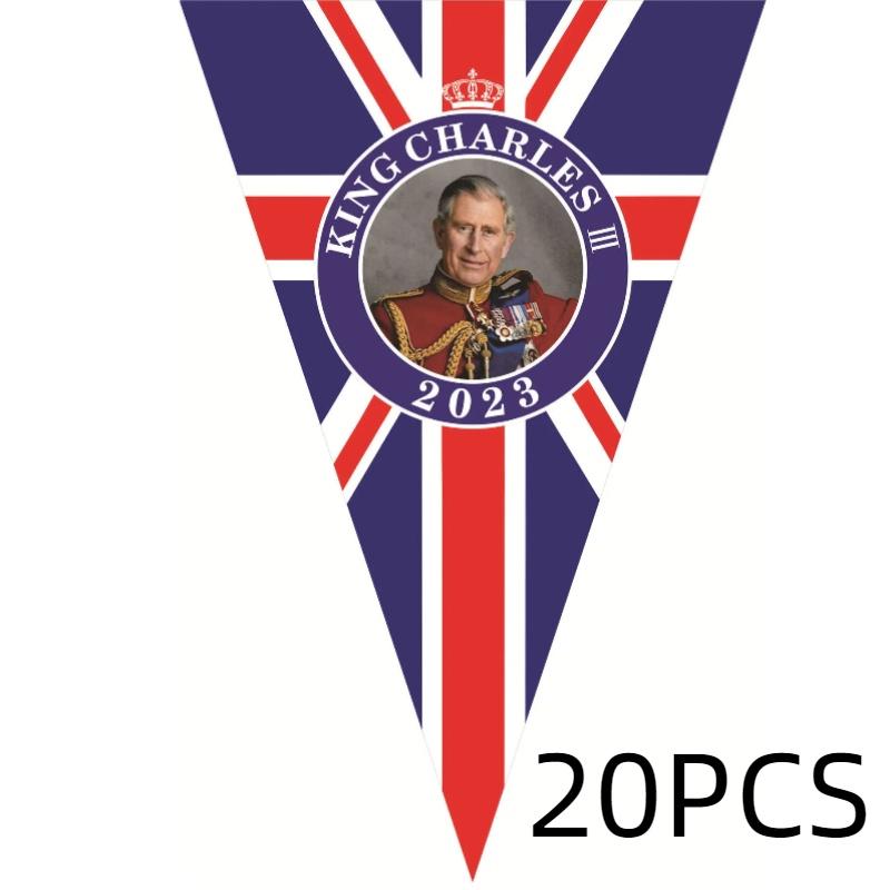 Британский флаг коронации короля Карла ручной 90x150см праздничный полиэстеровый баннер