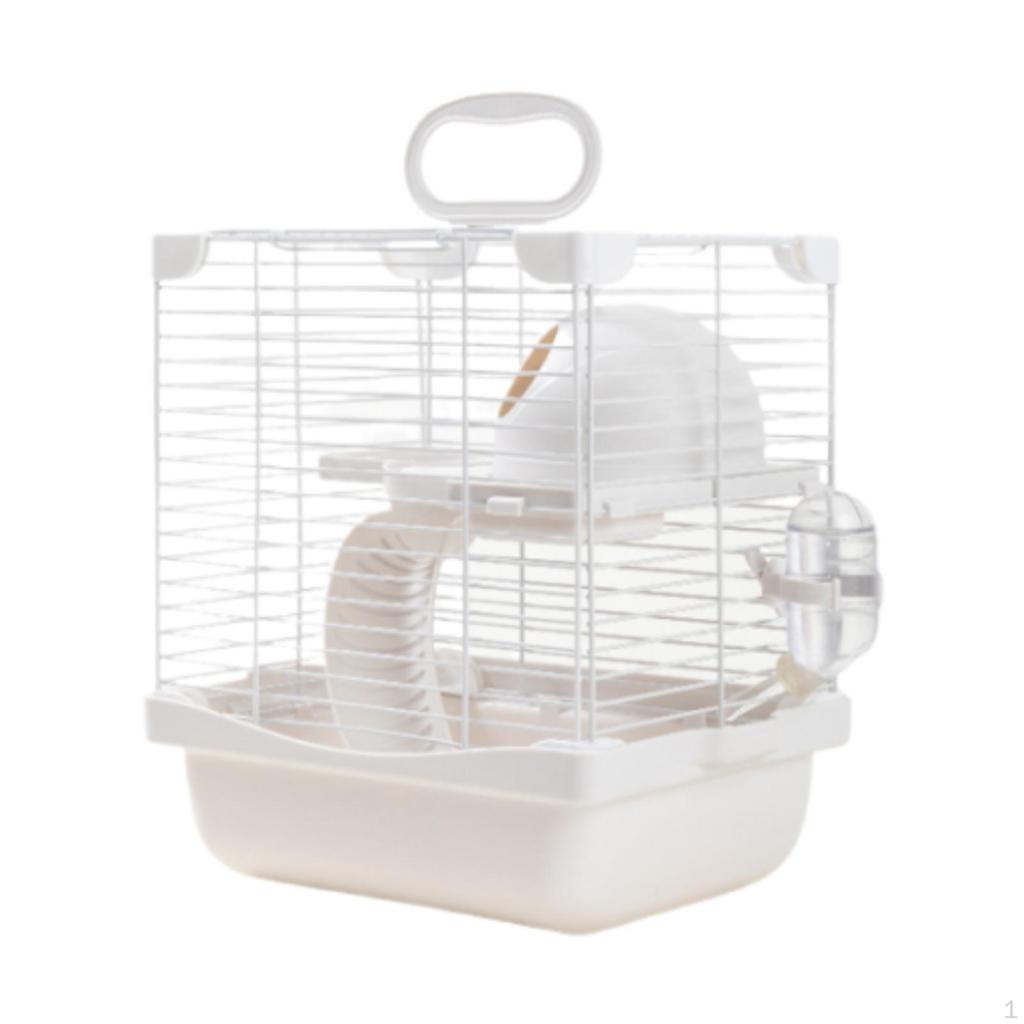 2 Layers Hamster Habitats Cage 19x23x28cm for Mice Gerbils with Slide Detachable Bottom Tray