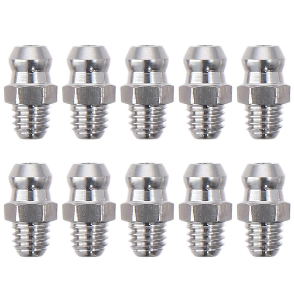 10 шт. Серебристый прямой пресс-масленка из нержавеющей стали, штуцер Zerk, насадка для механического оборудования