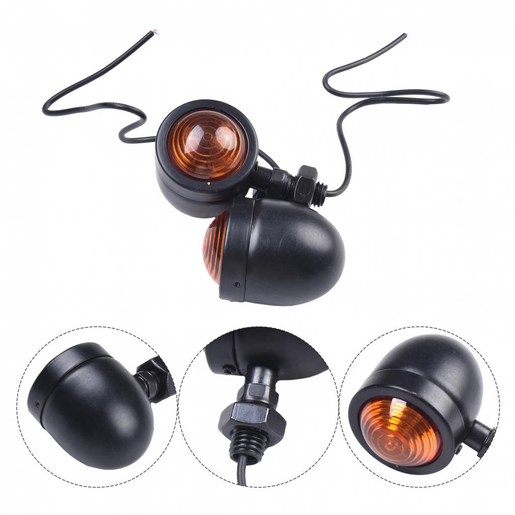 Replacement Lights Lamp Part Decor Set 2Pcs Black Motorcycle Cafe Turn Signal