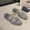 Женские прозрачные гелевые сандалии на толстом каблуке с ажурным дизайном