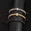 Мужской панк плетеный браслет из титановой стали с головой леопарда, цирконом и бусинами в виде ананаса.