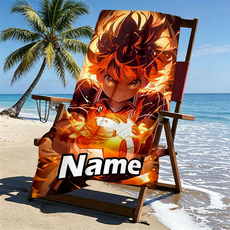 Custom Name Personalized Haikyu Print Beach Towel, for Trip Camping Beach Party Home Decor, Birthday Gift for Family & Friends