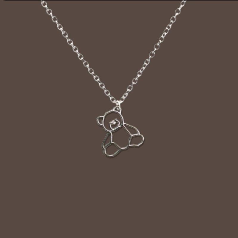 CUCU черно-белое ожерелье с медвежонком и вырезом, ожерелье с подвеской для женщин и мужчин, подруга, пара, любовник, ювелирное изделие, подарок