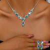 3/4pcs Sweet Romantic Style Colored Zircon Inlaid Women's Necklace Earrings Bracelet Set Banquet Dress Elegant Accessories