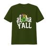 Casual Tropical Aloha Yall Hibiscus Flower Print Summer Vacation T Shirt Vintage Washed Fashion Stretched Unisex Graphic