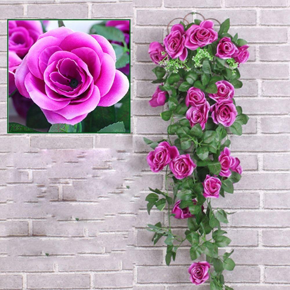 18 Heads Home Vine Hanging Artificial Vine Plant Garden Decor Fake Rose Flowers