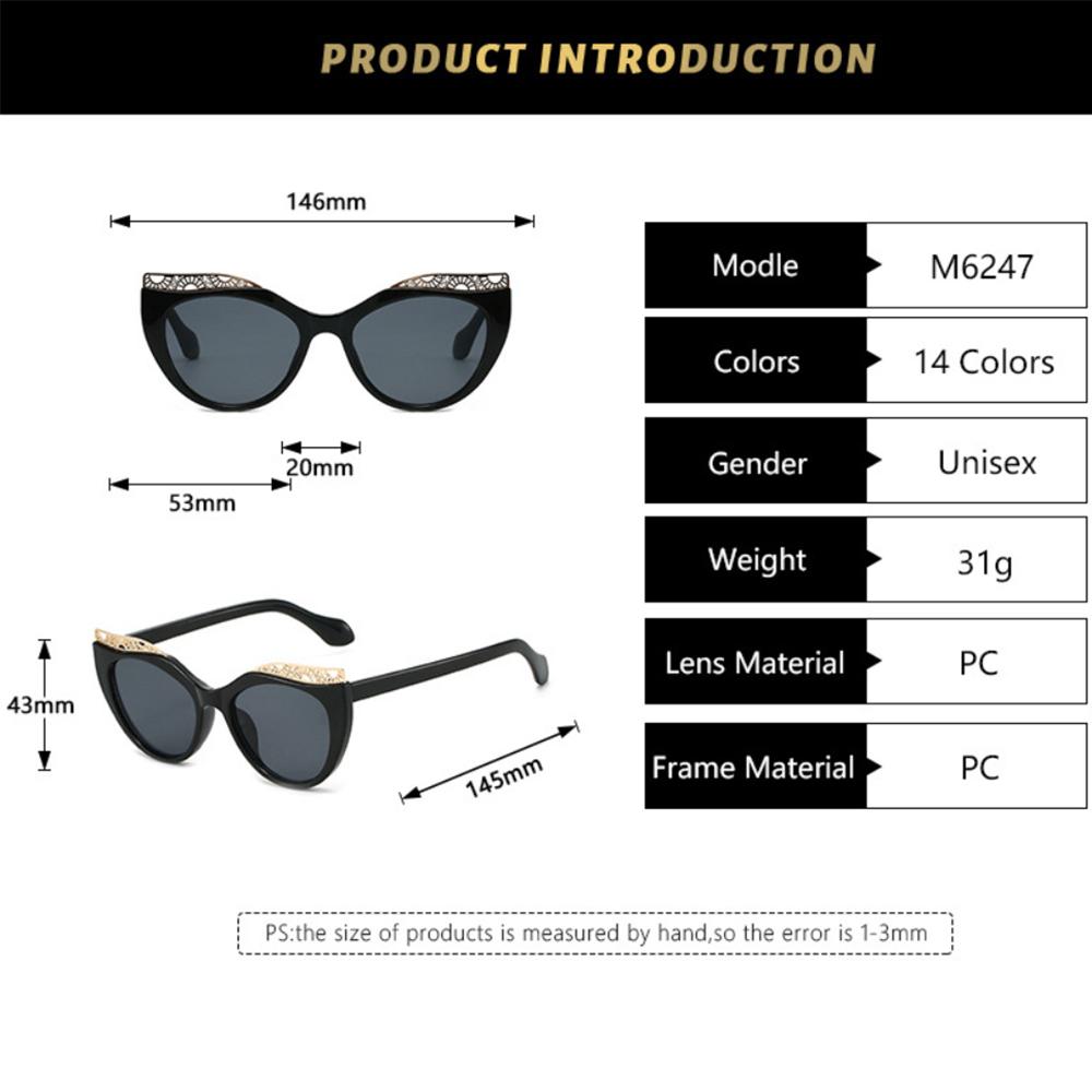 New Luxury Matching Colorful Cat Eye Sunglasses Women Personality Hollow Frame Design Casual All Match Men Glasses UV400