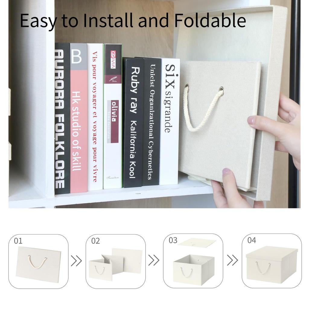 Fabric storage box with lid, large capacity, foldable, stackable, with handle, stylish design (36*50*22.5cm)