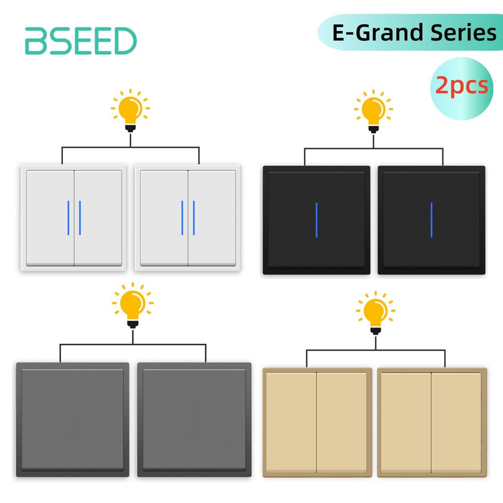 BSEED 1/2Gang Mechanical Light Switches With Led Indicator For Stairs Hallway Corridor 10A Plastic Frame 2pieces