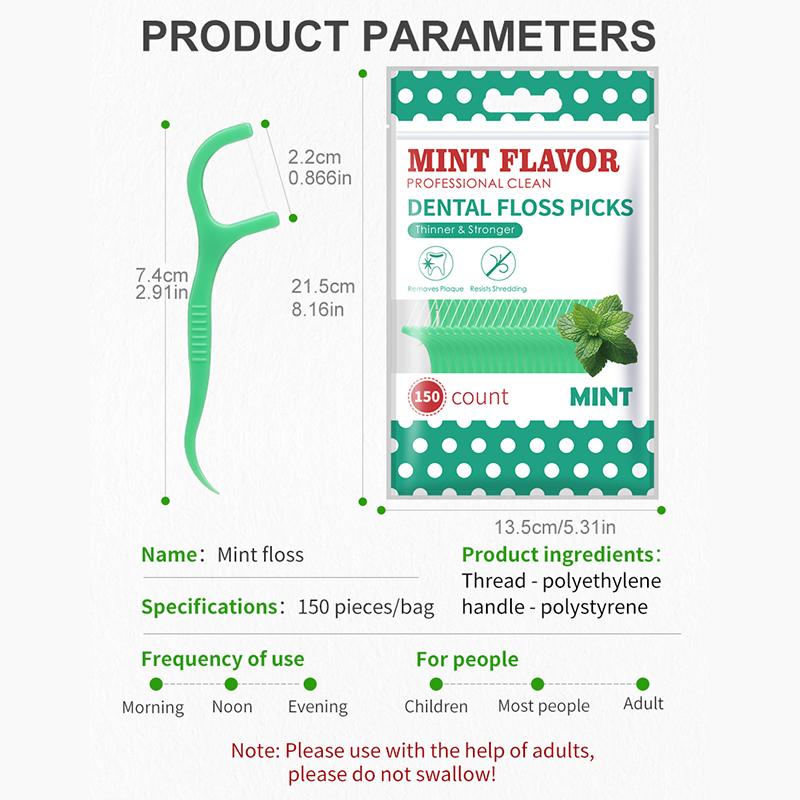 Xiaomi 300pcs Peppermint Large Bag Dental Floss Sticks - Clean the Gaps Between Teeth - Portable Disposable Dental Floss Daily Life