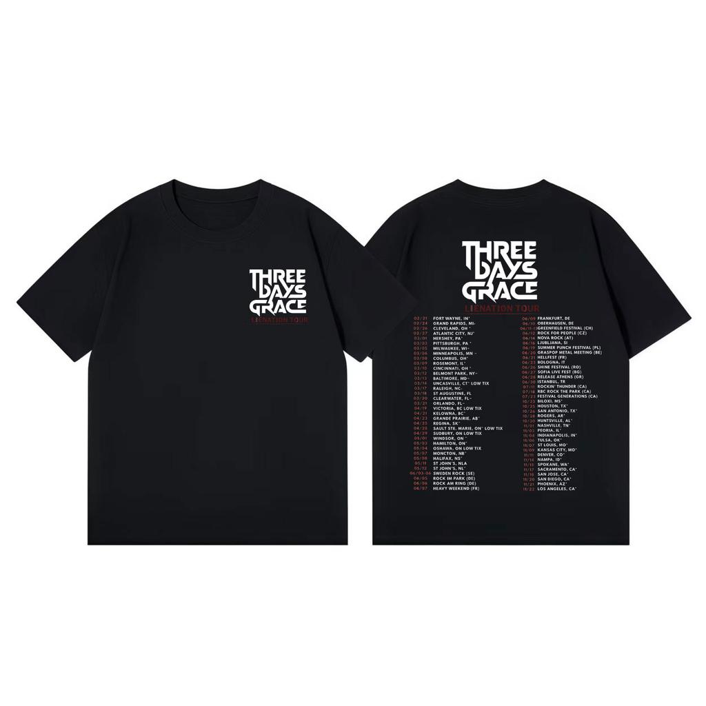 Three Days Grace Alienation Tour 2026 Print T Shirt High Quality Fashion Oversized Tshirts Unisex Summer Casual Cotton Tshirt