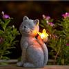 Статуя кошки, солнечный свет, водонепроницаемая, садовая скульптура котенка, светящаяся статуя котенка, наружное ландшафтное освещение для украшения патио, двора