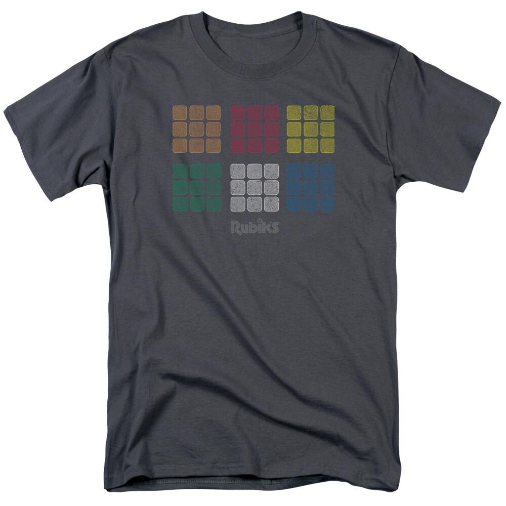 Rubiks Cube Minimal Squares T-shirt Mens Licensed Puzzle Game Toy Charcoal