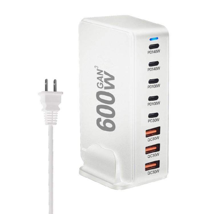 Быстрая зарядная станция 600 Вт USB C, 8 портов, адаптер питания с 5 портами USB C и 3 портами USB A для эффективной зарядки нескольких устройств