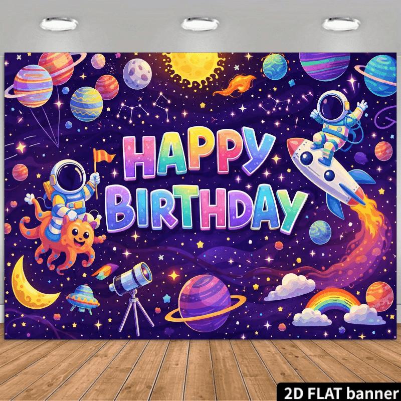 2D fun space themed background fabric, perfect for indoor birthday celebrations and studio photography