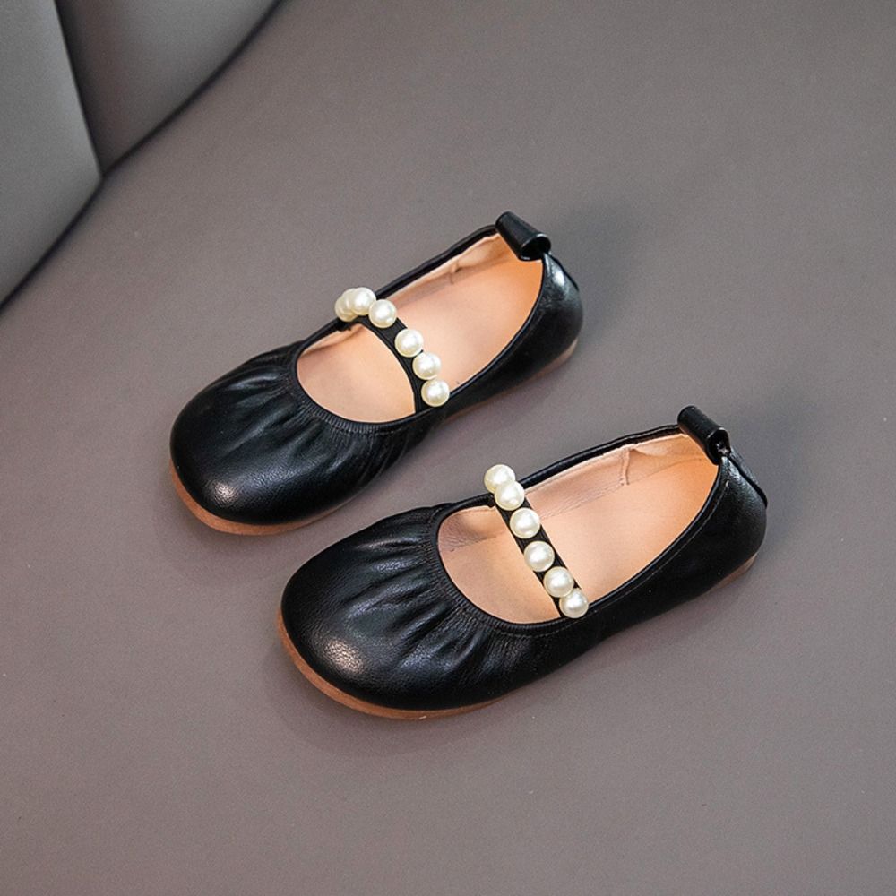 Fashion Sweet Children Leather Shoes Soft Soled Lightweight Mary Jane Shoe Pearl Slip-on Style Girls Princess Shoes Party