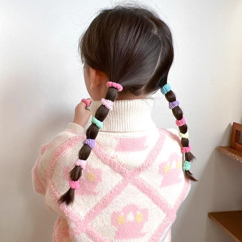 500pcs High Elastic Basic Hair Rope Set Candy Color Colorful Hair Tie Cute Rubber Band Kids
