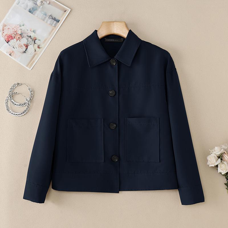 ZANZEA Женская свободная повседневная блузка с отложным воротником и длинным рукавом