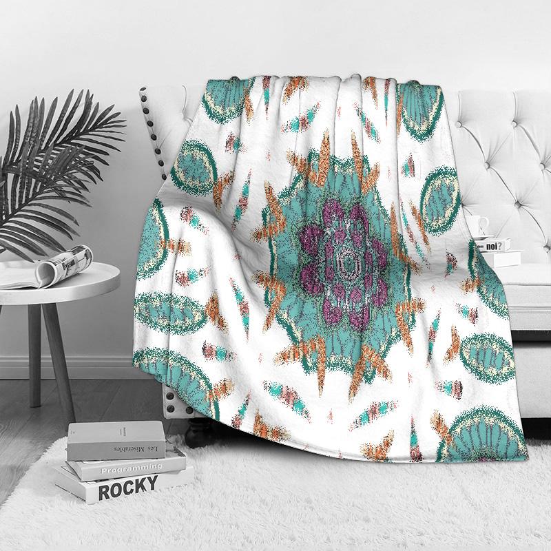 Colorful Mandala Print Blanket Abstract Geometric Throw Blanket Bohemian Bed Cover Decorative Sofa Blanket Home Decor
