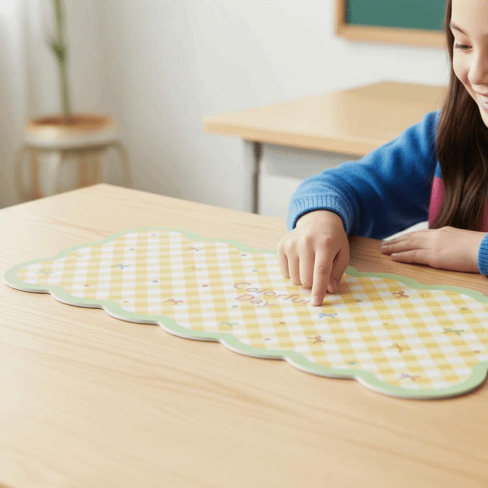 Cute Desk Mat Wavy Edge Keyboard Mat Desk Protector Mouse Pad Home