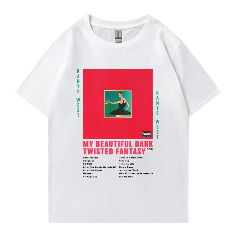 Рэпер Канье Уэст My Beautiful Dark Twisted Fantasy 2024 Футболка Мужская Женская винтажные футболки с коротким рукавом Унисекс Оверсайз Футболки