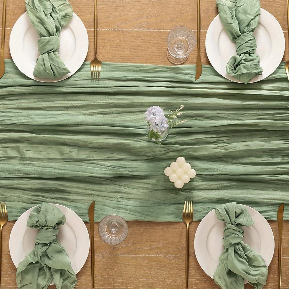 Набор из 7 шт. Скатерть-дорожка и салфетки из марли в стиле Бохо, деревенский мятый декор для свадьбы, дня рождения, вечеринки, ужина