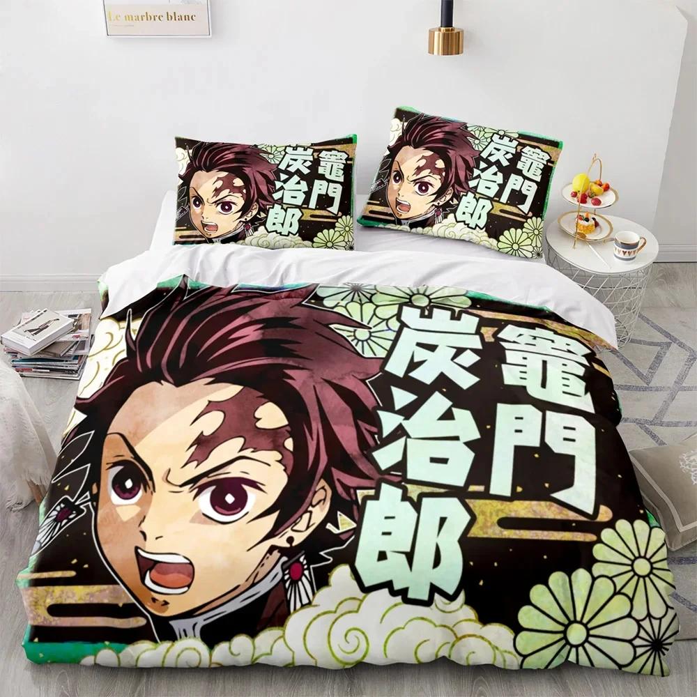 Demon Slayer 3d Bedding Set Anime Duvet Cover Pillowcases Single Twin Full Queen King Size Boys Girls Boys Gift Home Decor