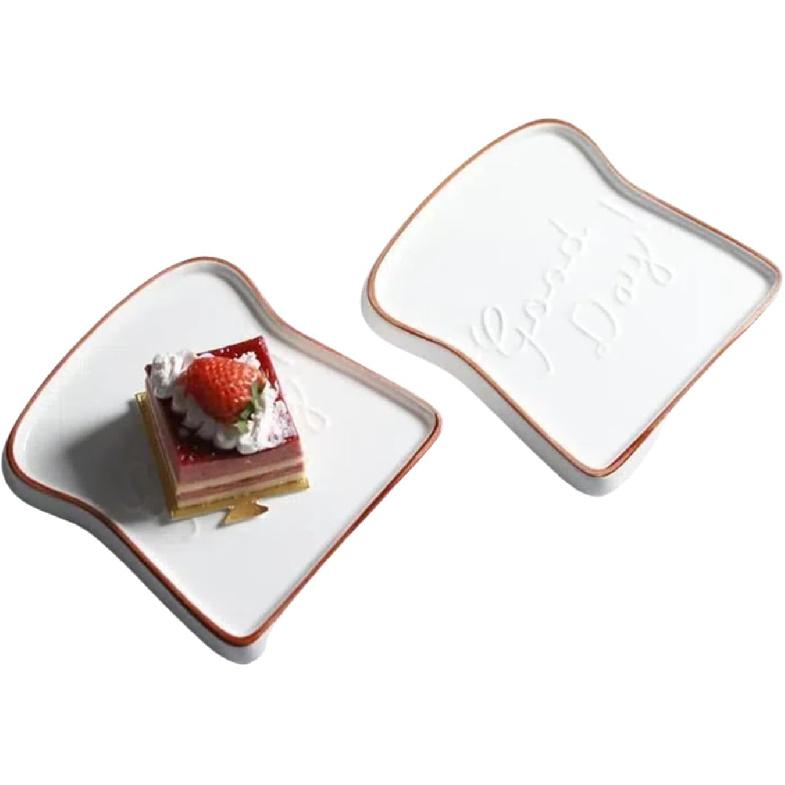 flower-shaped Rectangular Baking Set - White ceramic material, toasted bread shaped ceramic plate, dessert plate, multi-functional kitchen tableware