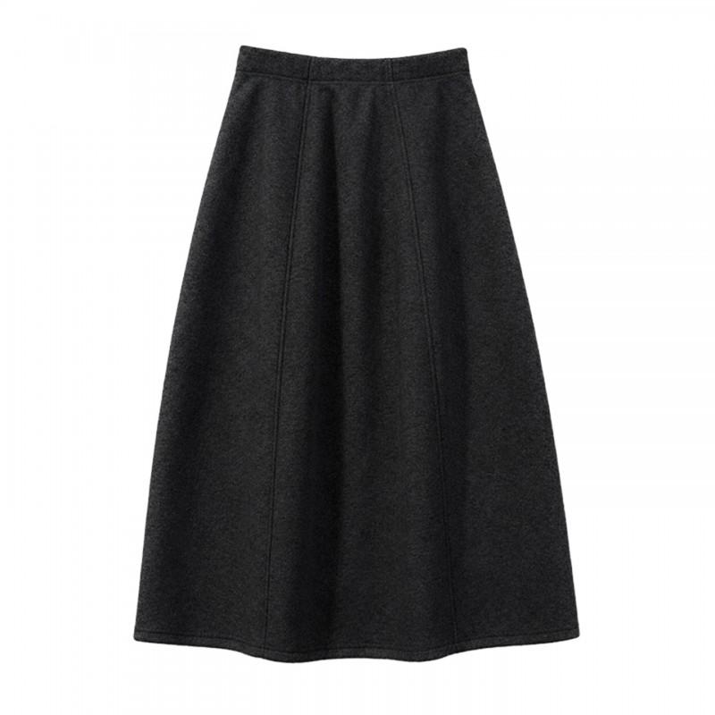 Womens High Waist A-Line Wool Blend Midi Skirt Winter Plus Size Comfortable Casual Petite