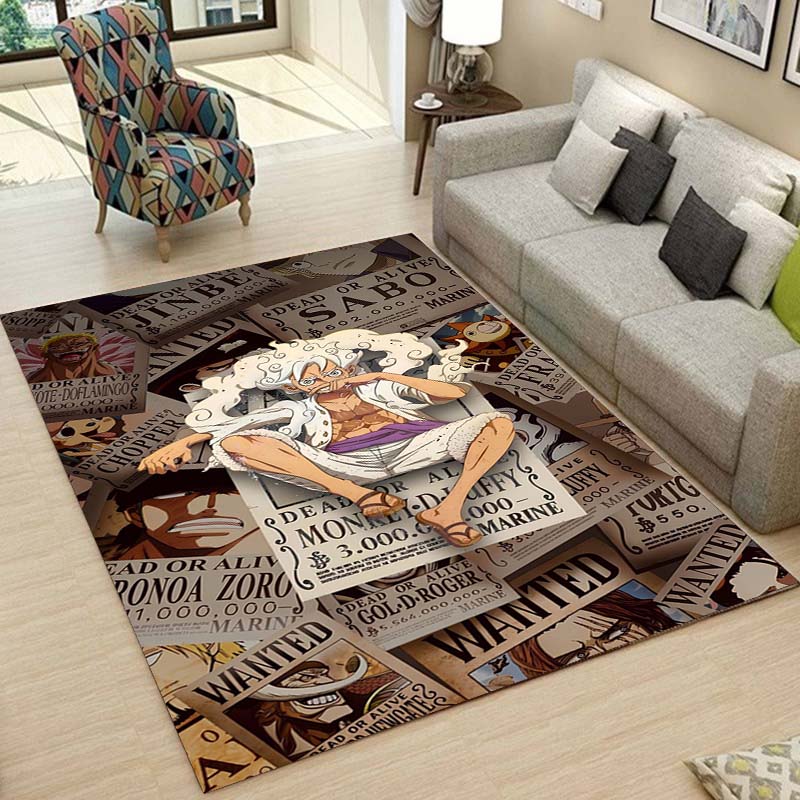 One Piece Straw Hat Pirates Square Floor Mat Living Room Bedroom Decor,Cartoon Welcome Mat