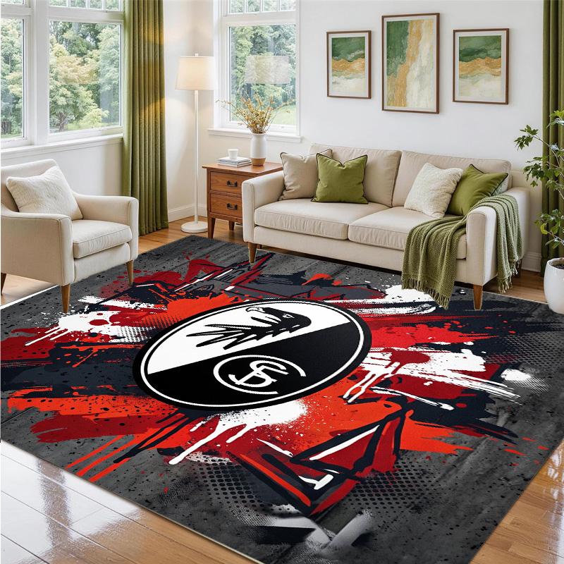 SC Freiburg FC Design Crystal Velvet Rug Soft Decorative Mat for Bedroom Entrance