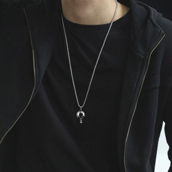 Ожерелье ювелирные изделия в стиле панк Винтаж серебряный цвет вопросительный знак череп кулон украшение на шею ювелирные изделия