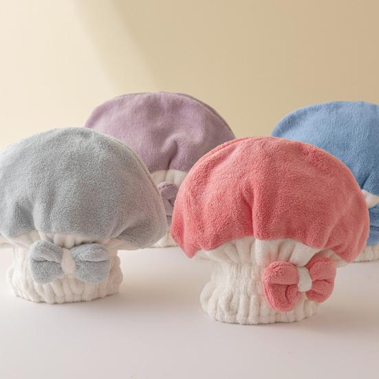 Hair Absorbent Hat Soft Thicken No Shedding Bowknot Dry Hair Breathable Double