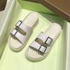 New Fashionable and Elegant Casual Thick-soled Sandals with Buckle Decoration Lightweight Flat Heel Open Toe Slippers NO:8678