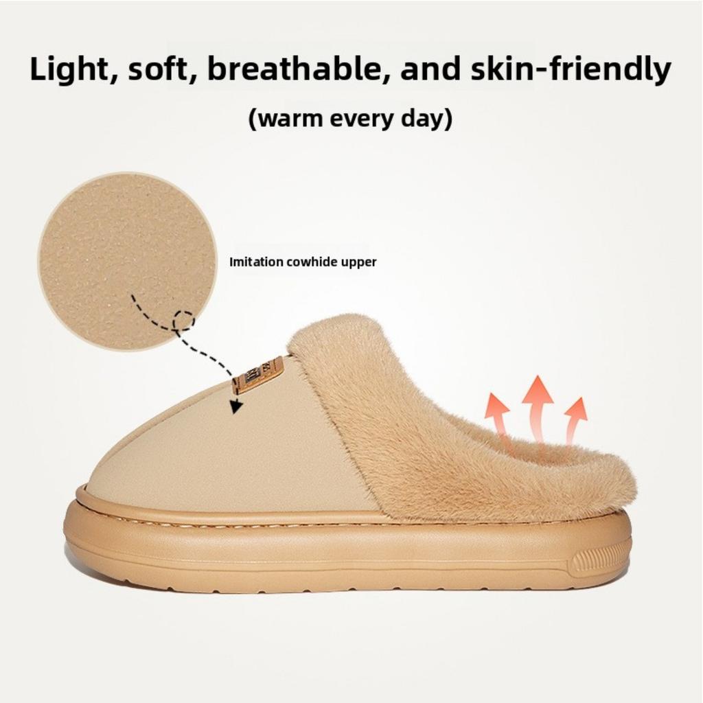 Plush Slippers EVA Thick Bottom Anti Slip Warm Plush Home Cotton Slippers for Women's Outdoor Wear