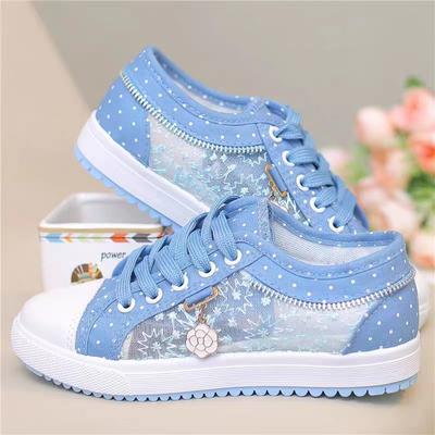 Мода женская обувь 2024 мода летняя повседневная обувь вырезы кружево холст полые дышащие платформа плоские туфли женские кроссовки