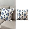 Elegant Blue And White Print Square Pillowcase With Embroidered Accent And Fade Resistant Materials