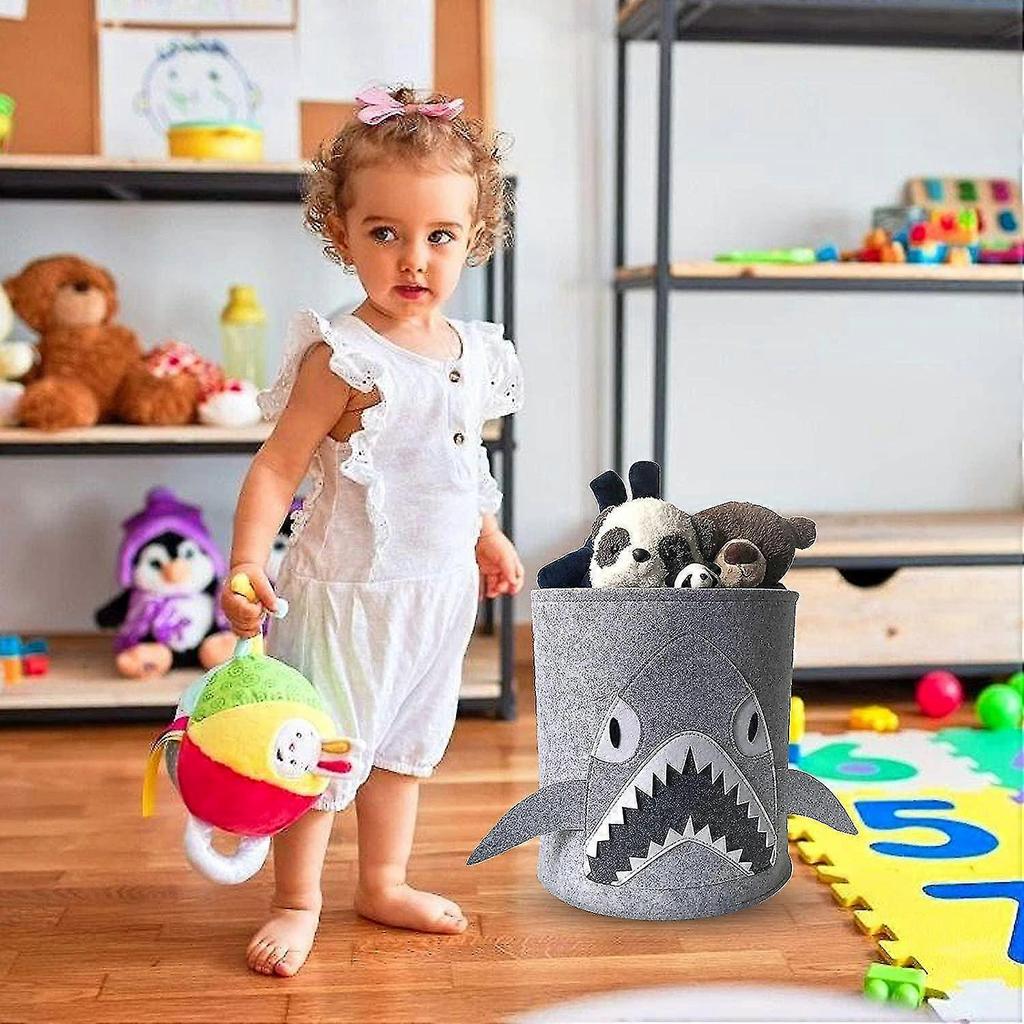 Felt Storage Bucket, Child Felt Basket, Foldable Felt Storage Box For Nursery, Toy, Clothes (shark)felt Storage Bucket,child Felt Basket,foldable Felt