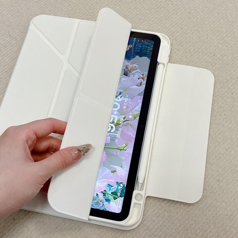 IPad 11th Gen Case With Magnetic 360 Rotating Stand Full Coverage Shockproof Cover Air 8 Mini 7 Ivory White