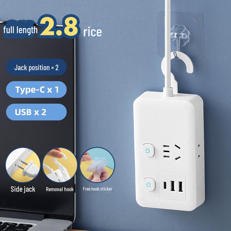 Умный USB Многофункциональный Сетевой Фильтр с Независимым Выключателем и Боковой Вилкой