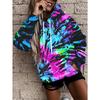 Women's Fashionable Tie-dye Hooded Sweatshirt, Drawstring Design, Personalized Colorful Pattern