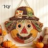 Ornements de cheminée décoratifs Panneau suspendu en bois Patchwork vintage, Décor mural Style rustique campagnard Panneaux de porte Récolte d'automne avec corde de chanvre pour la maison