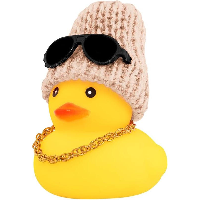 wonuu Rubber Duck Car Ornaments Yellow Duck Car Dashboard Decorations with Propeller Helmet for Christmas Decor and Home Decorations for Adults